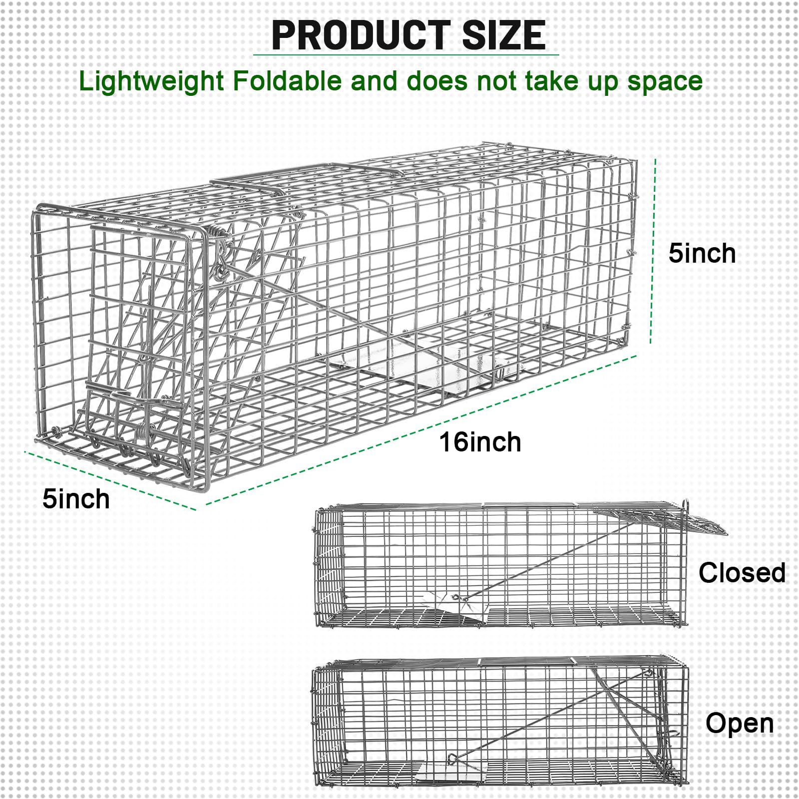 Qualirey open door showing interior trip-plate and bait area for reliable captures