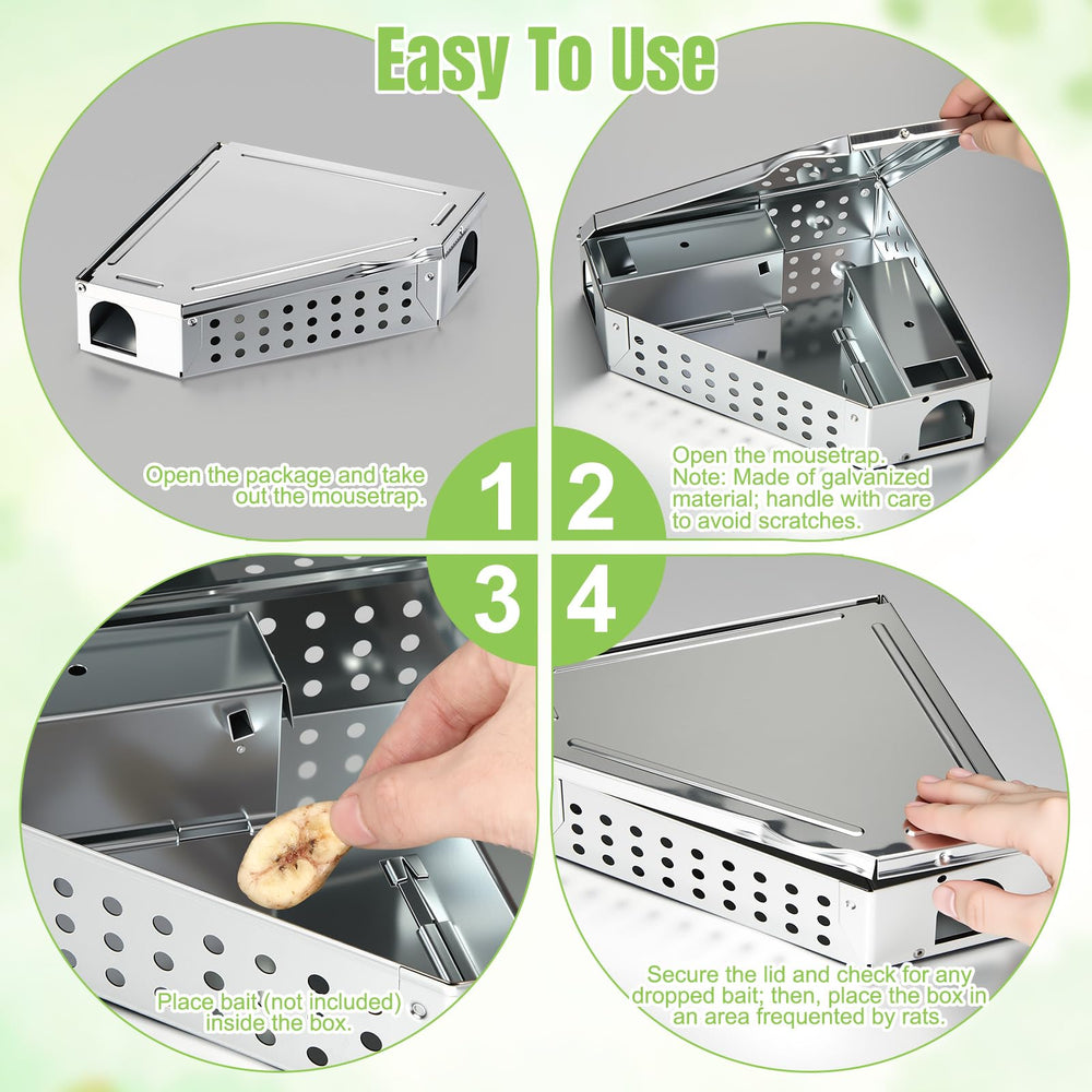Qualirey trap next to a hand for scale illustrating compact size and multi-catch capacity