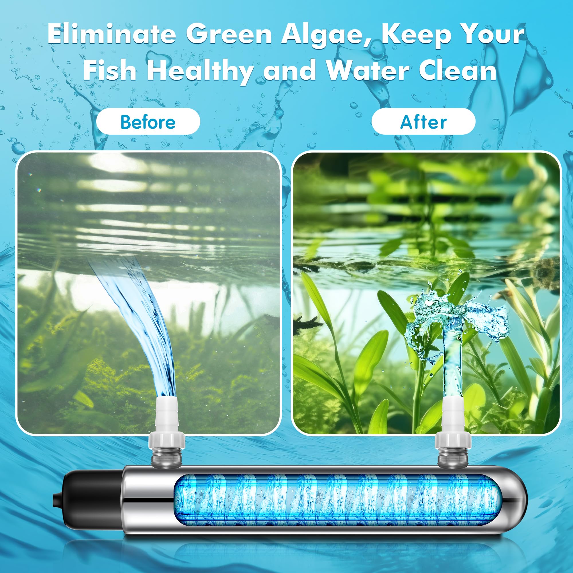 Qualirey UV bulb installed inside sleeve demonstrating ready-to-use lamp for water clarification benefit