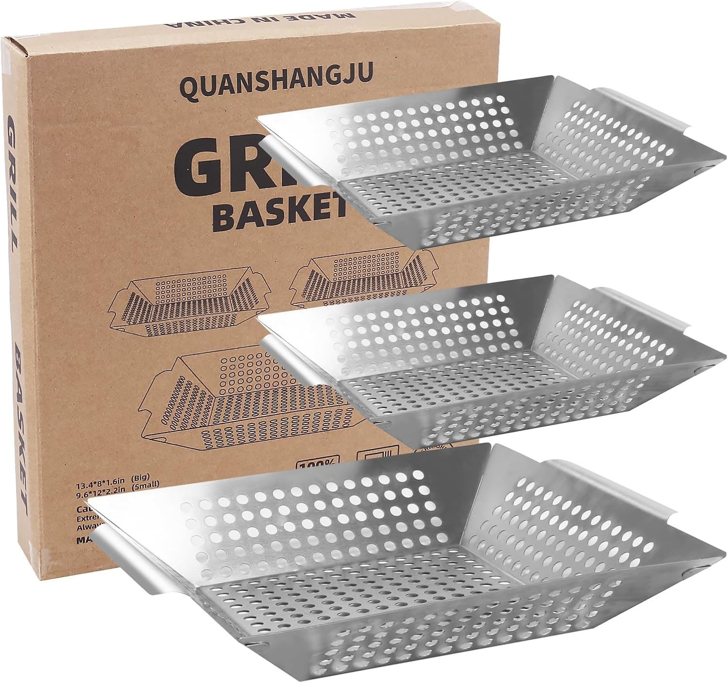 QUANSHANGJU large basket front view showing generous cooking area and stability