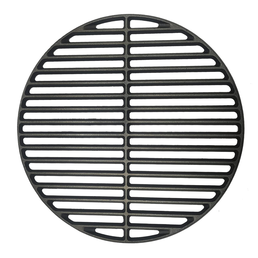Quantfire front view of 13-inch cast iron grid showing full cooking surface and fit