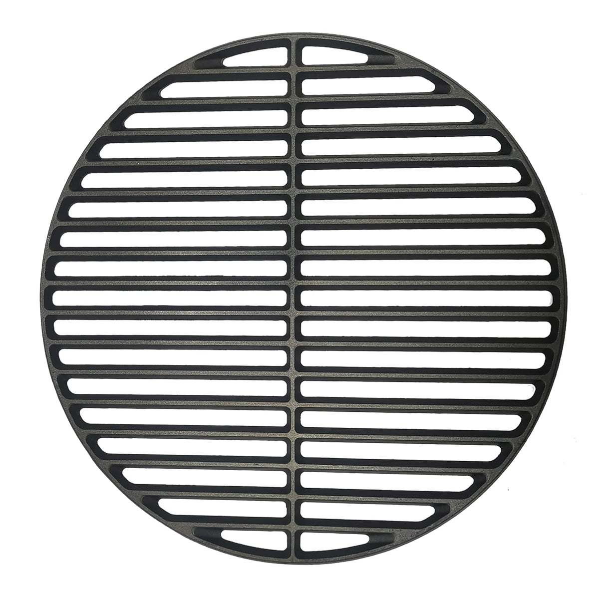 Quantfire front view of 13-inch cast iron grid showing full cooking surface and fit