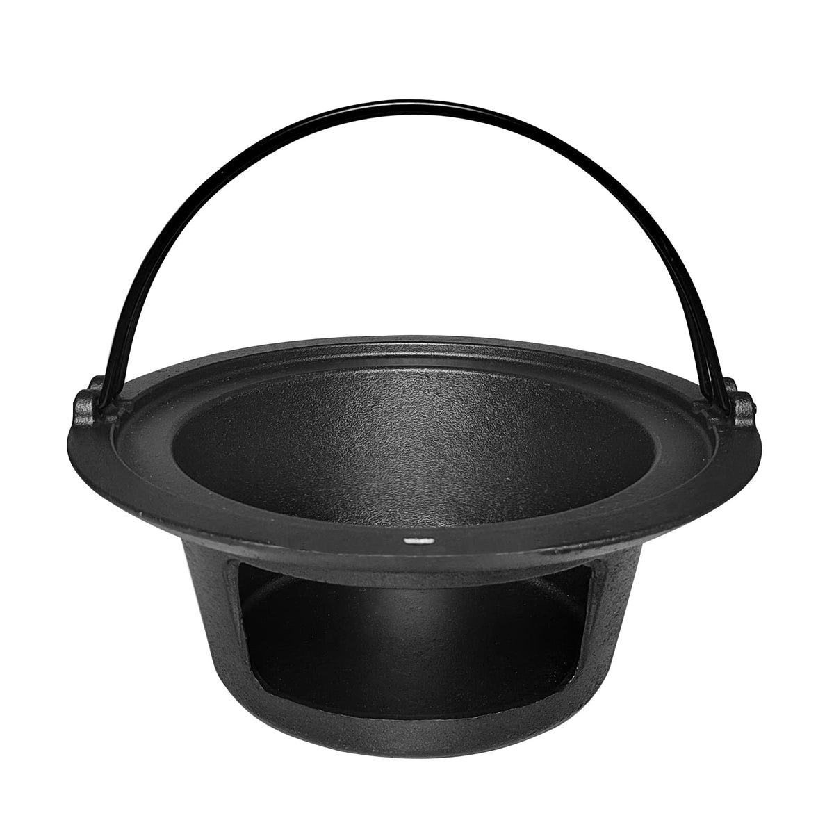 Quantfire front view ash can shows durable cast iron and stable design benefit quick cleanup