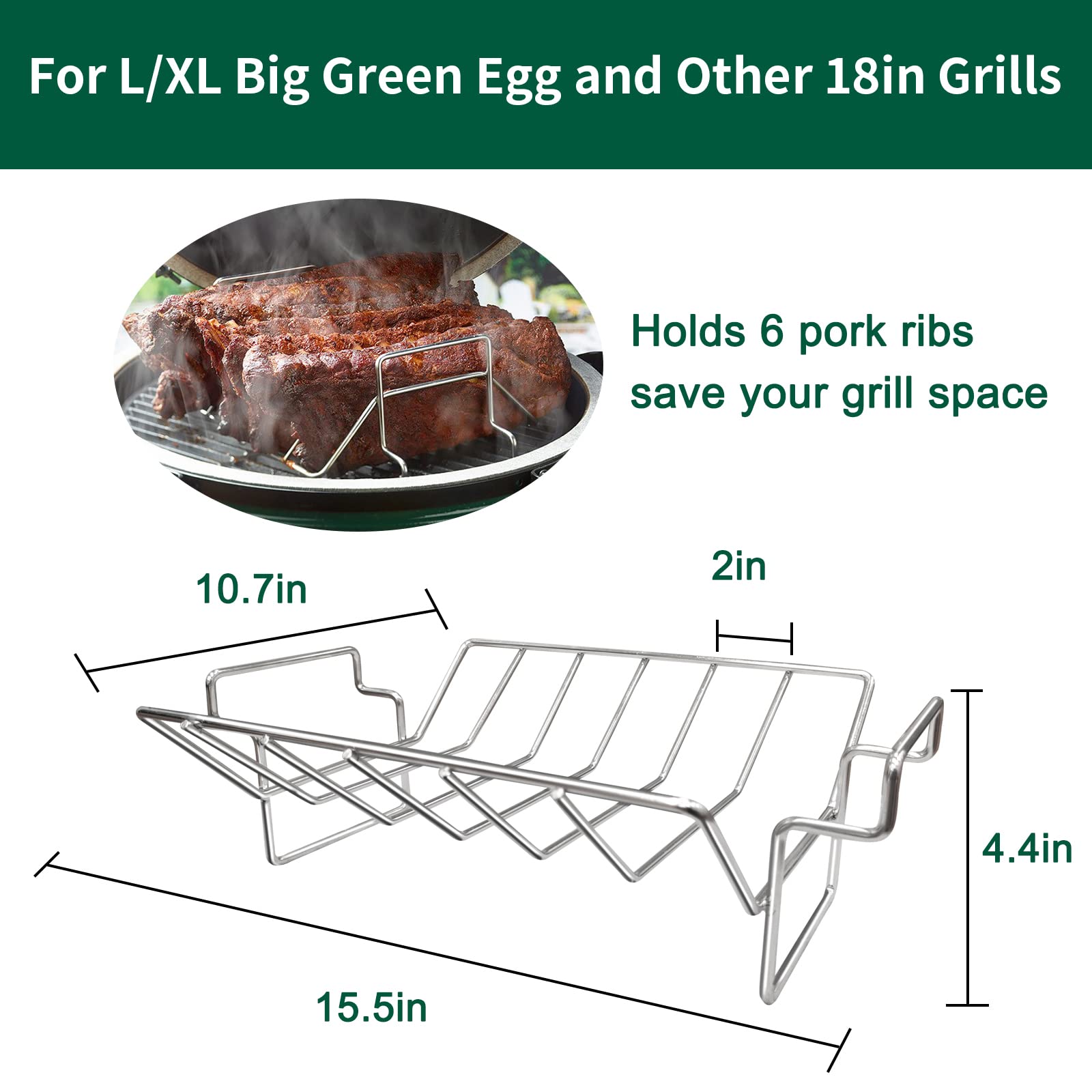 Quantfire rack placed inside a Big Green Egg demonstrating compatibility