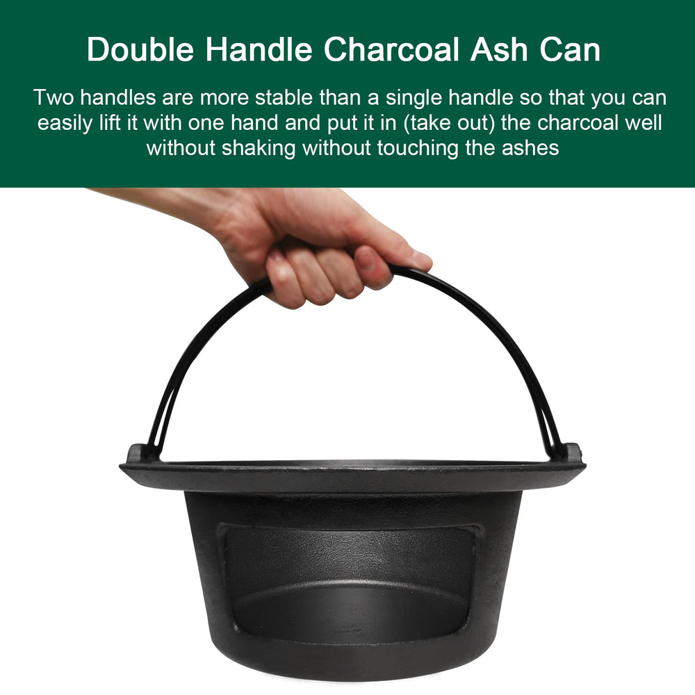 Quantfire ash can placed inside Large Big Green Egg demonstrating correct fit and airflow