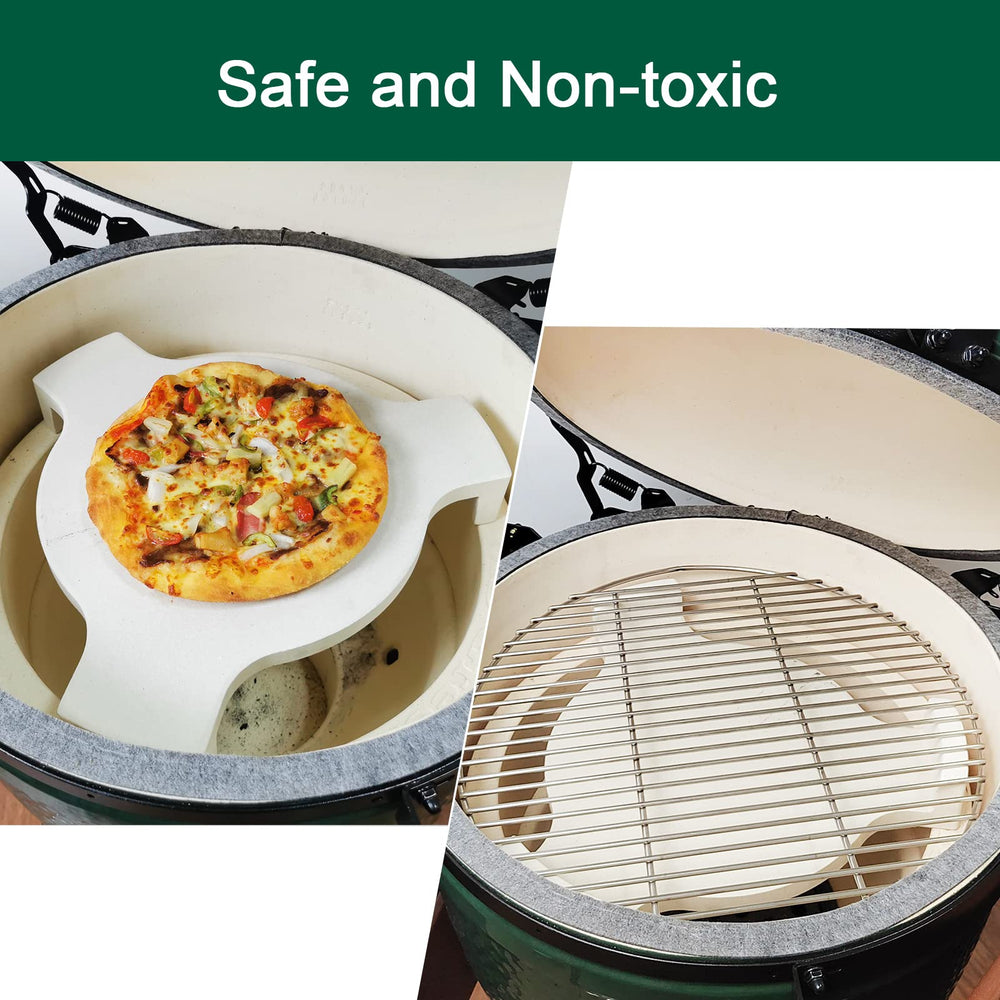 Quantfire plate setter with pizza on top showing crisp crust results