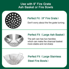 Quantfire ash can topped by 9" cast iron fire grate improving grate stability during cleaning