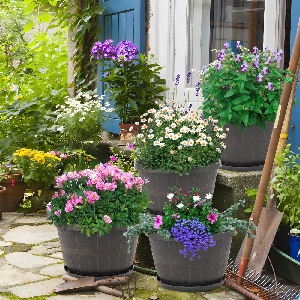 Quarut next to a chair to show 16-inch scale and large planting capacity