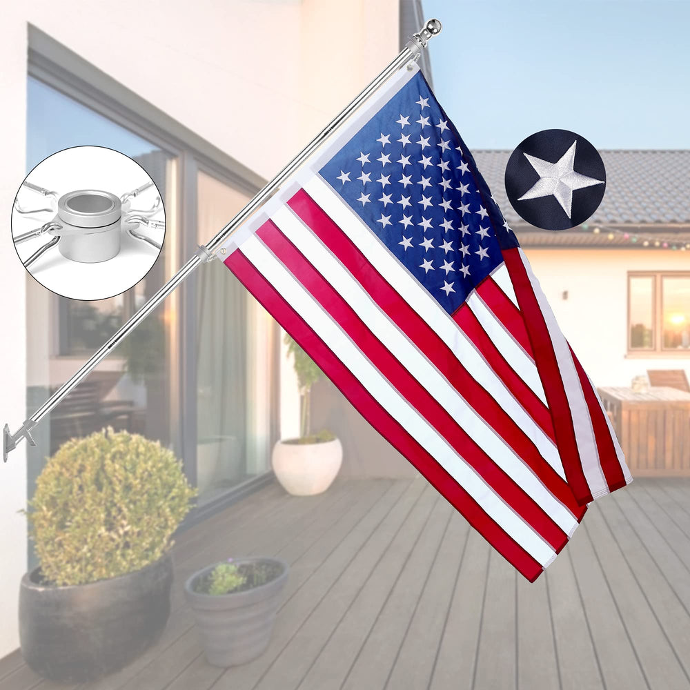 Quarut front-assembled flagpole kit showing full setup and curb appeal