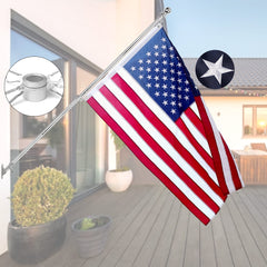 Quarut front-assembled flagpole kit showing full setup and curb appeal