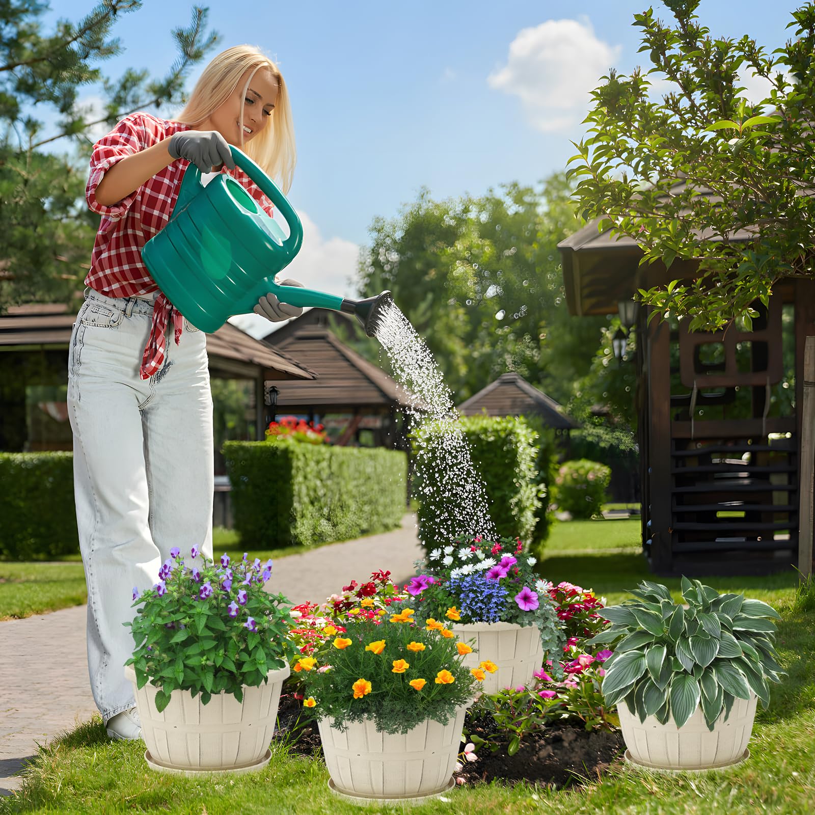 Quarut four-pack arranged on patio, offering cohesive outdoor decor solution