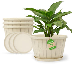 Quarut front view of four 16-inch barrel-style pots showing classic look and versatility