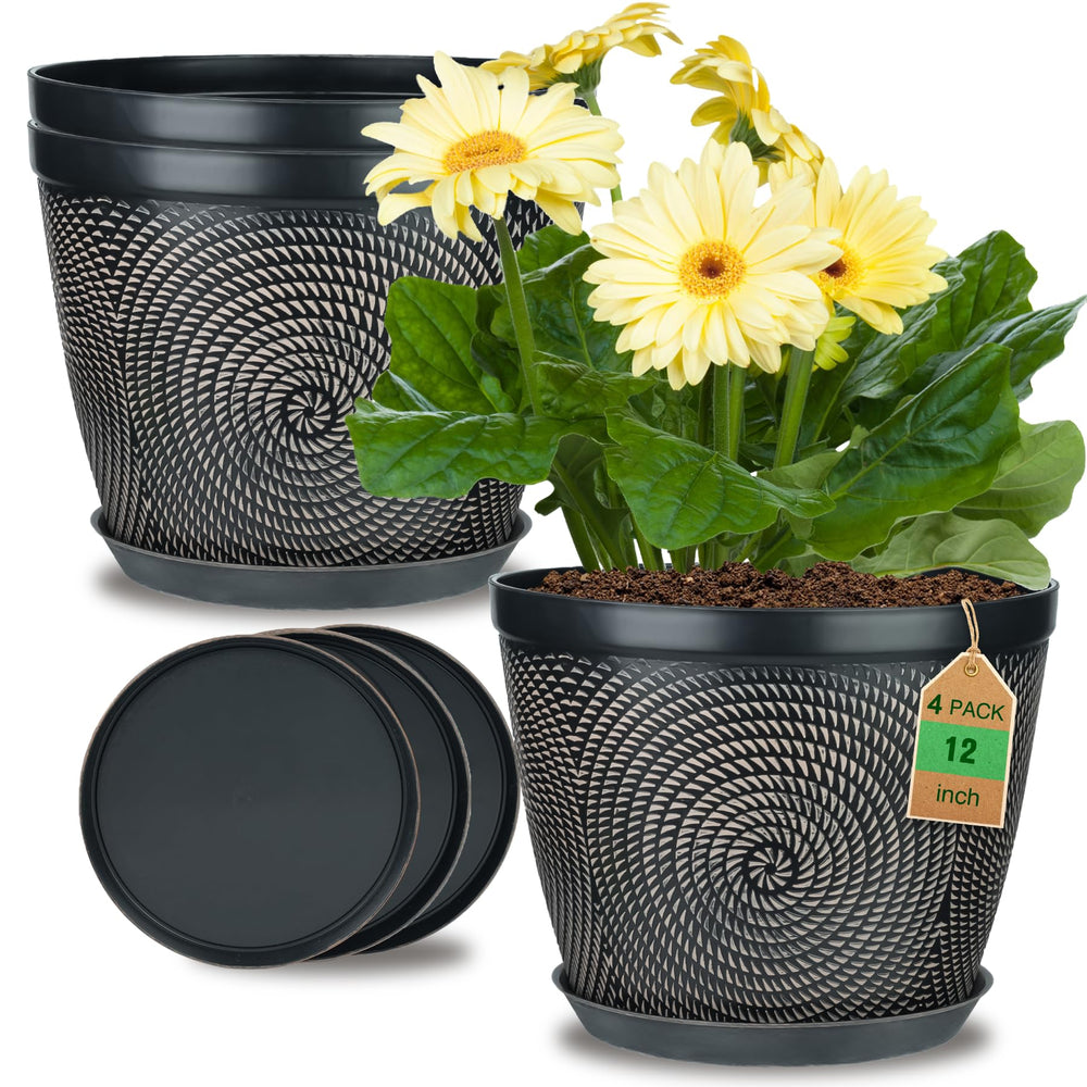 Quarut front view of 12-inch four-pack pots showing modern design benefit