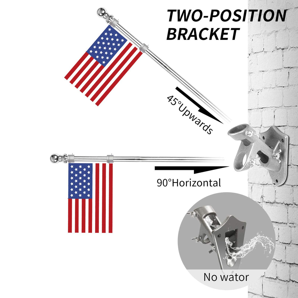 Quarut flagpole installed with person for scale and easy handling benefit