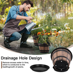 Quarut pot with saucer detail shows drainage and no-spill protection