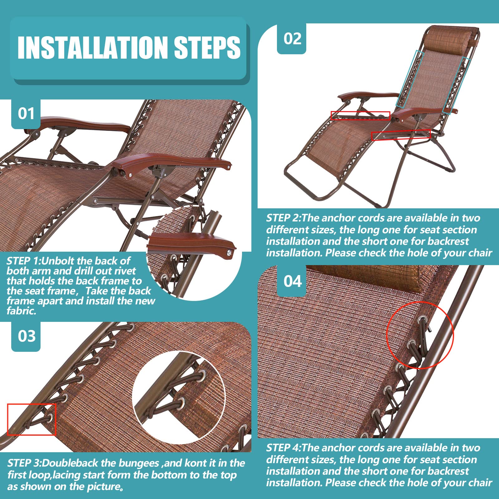 Queekay bundle with four long and four short bungee cords showing easy tool-free installation