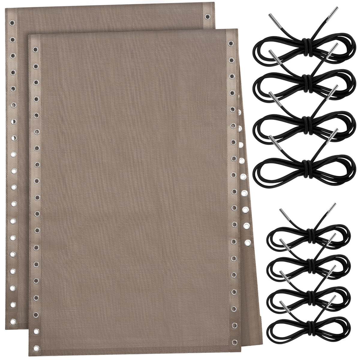 Queekay front view of two light brown replacement slings showing neat packaging and readiness