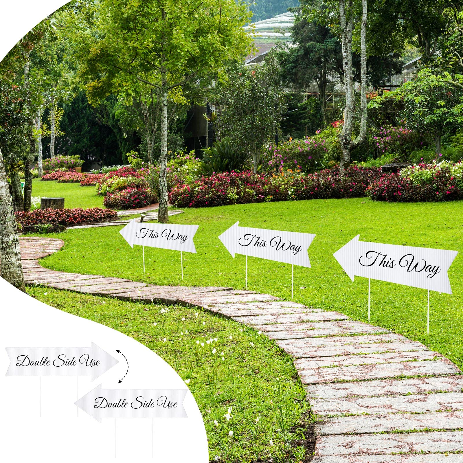 Queekay multiple directional signs at a wedding guiding guests to reception efficiently