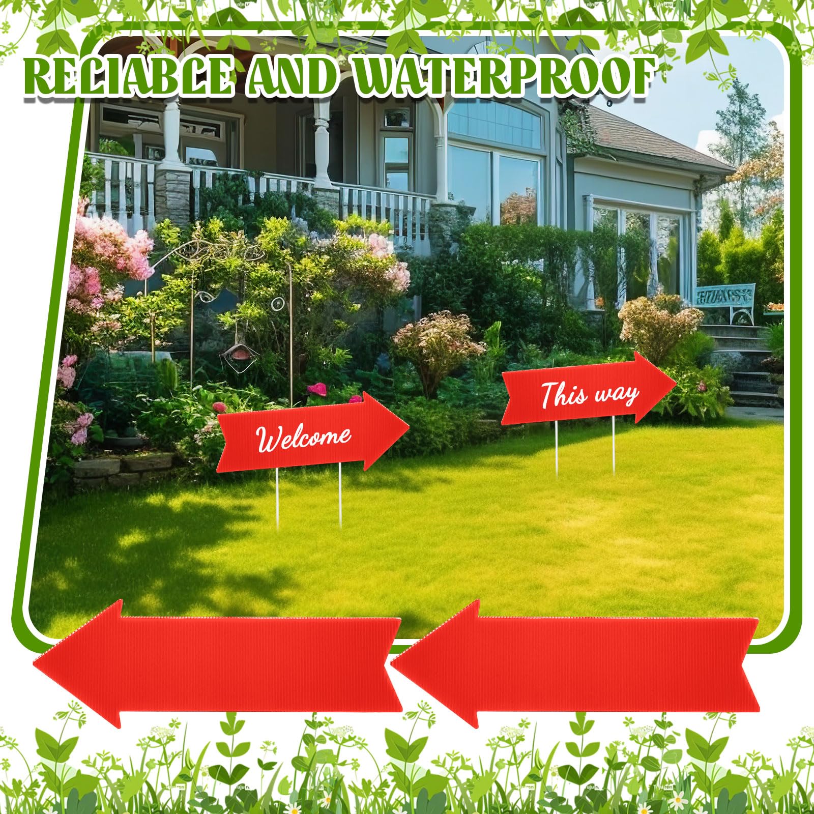 Queekay sign held by hand demonstrating 17x6 inch size visibility