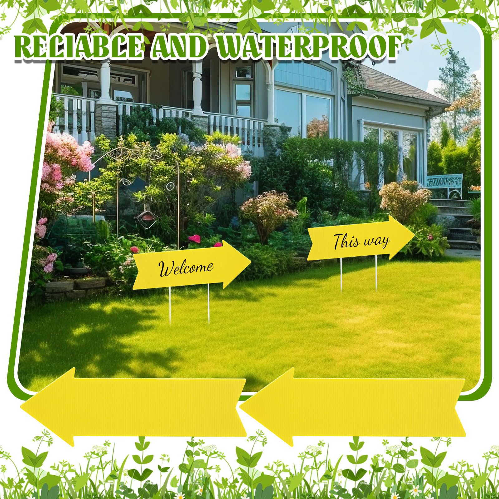 Queekay sign beside ruler showing 17x6 inch size for readable messaging benefit
