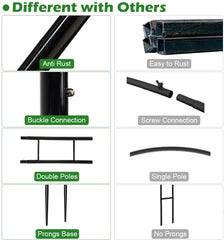 Queension arch pronged base detail demonstrating sturdy ground anchoring and stability