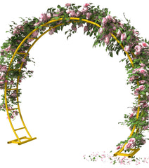 Queension gold arch front view showing grand ceremony entrance and strong visual impact