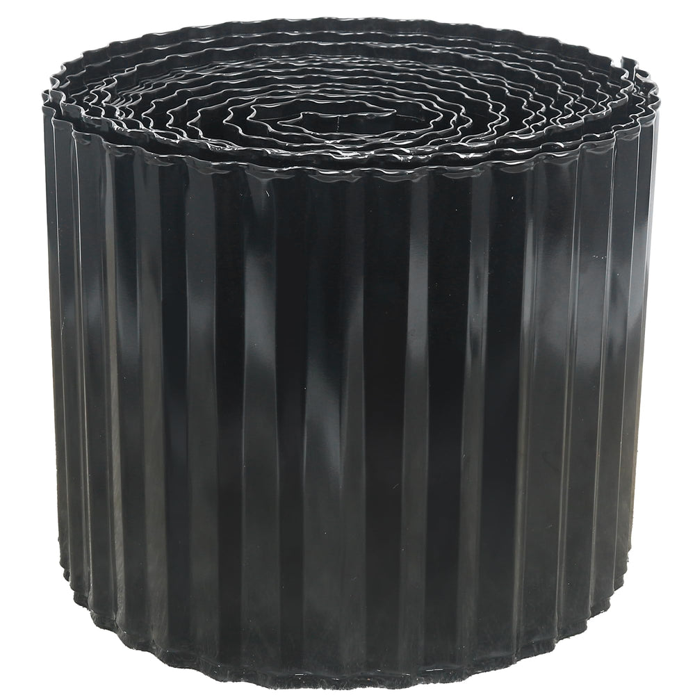 Quibbay front view of rolled corrugated metal edging showing length and finish benefits
