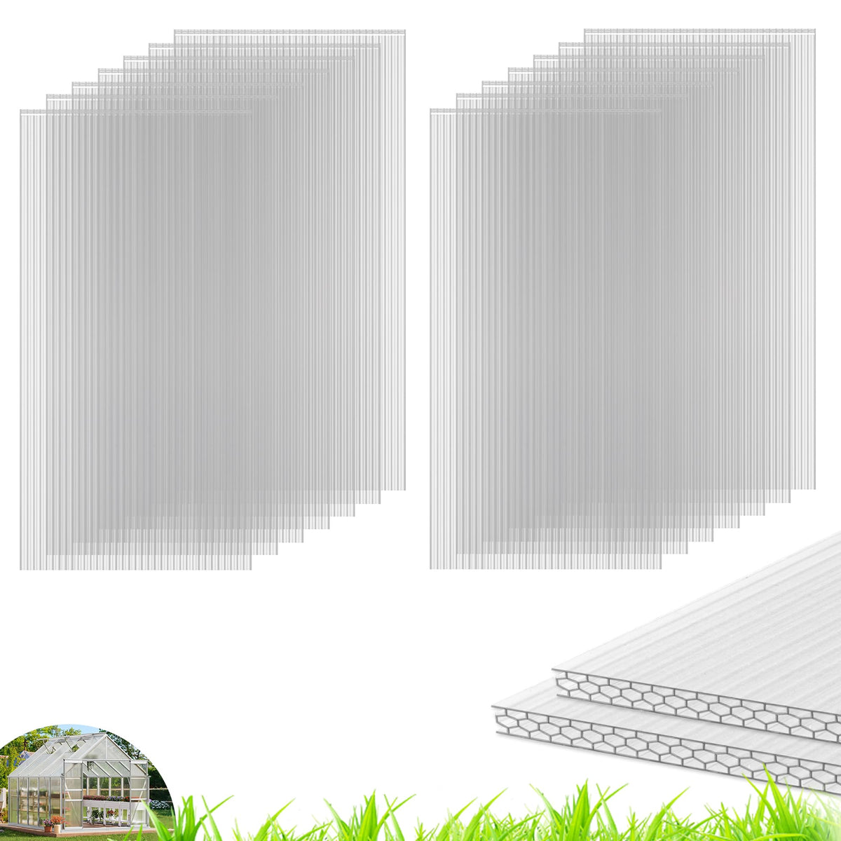 Quibbay front view of six clear panels showing lightweight durability