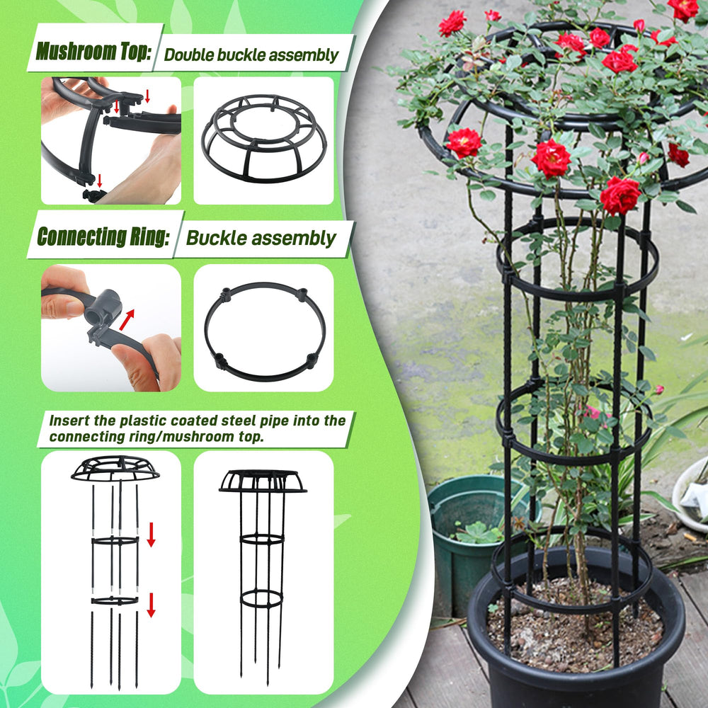Quibbay trellis with climbing tomato demonstrating sturdy vertical support for heavy vines