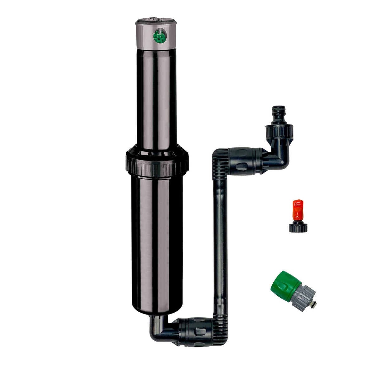 Quick-Snap front view showing compact pop-up body and flush housing for clean lawn