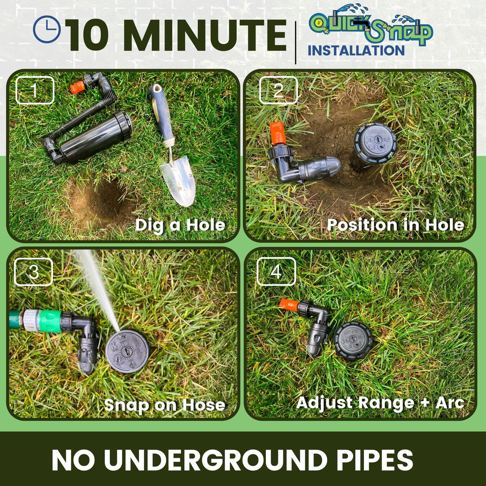 Quick-Snap nozzle set and orange caps arranged to highlight customization and maintenance ease
