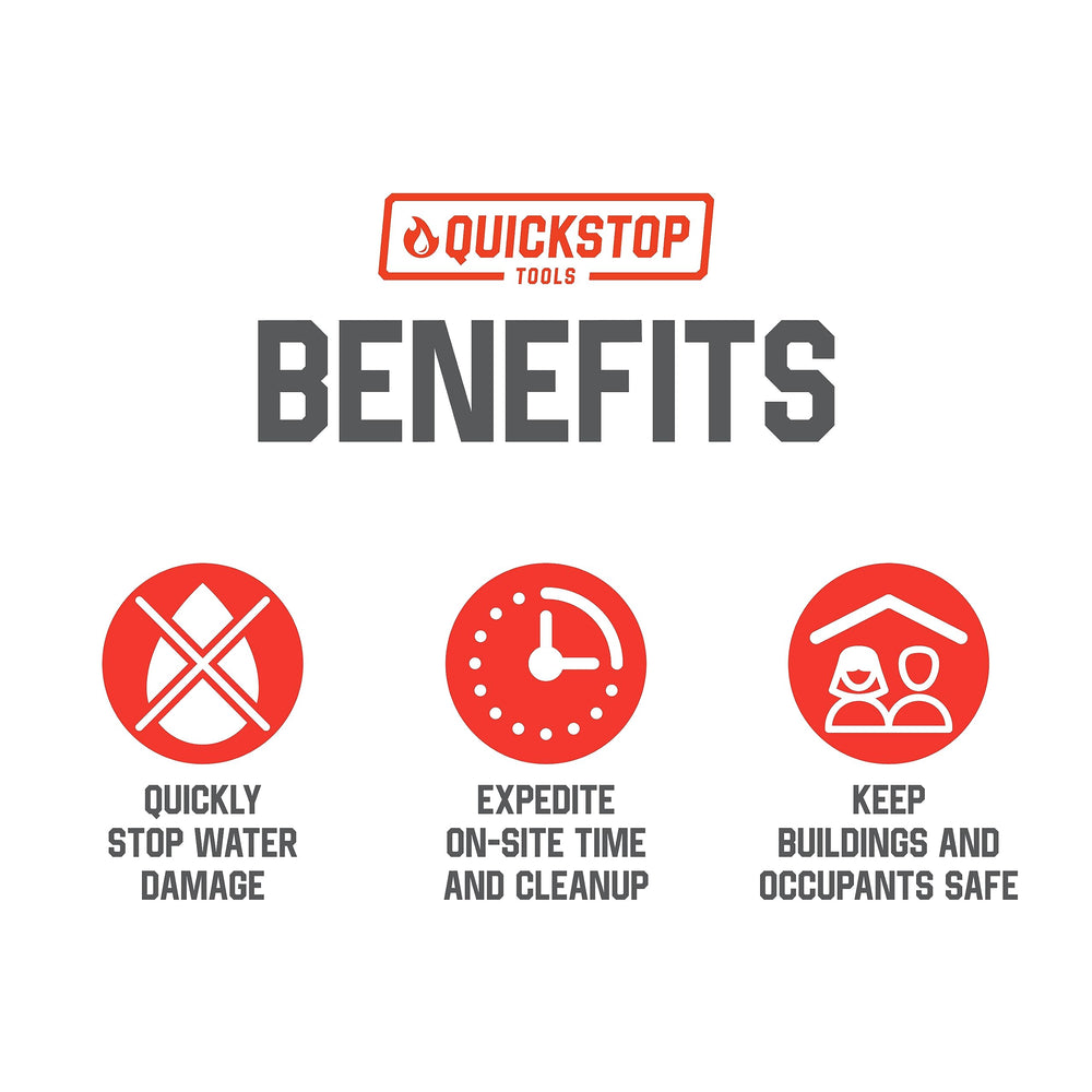 QUICKSTOP next to tape measure illustrating compact size and portability