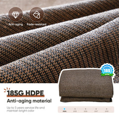 Quictent fabric close-up showing 185GSM weave and breathable UV protection