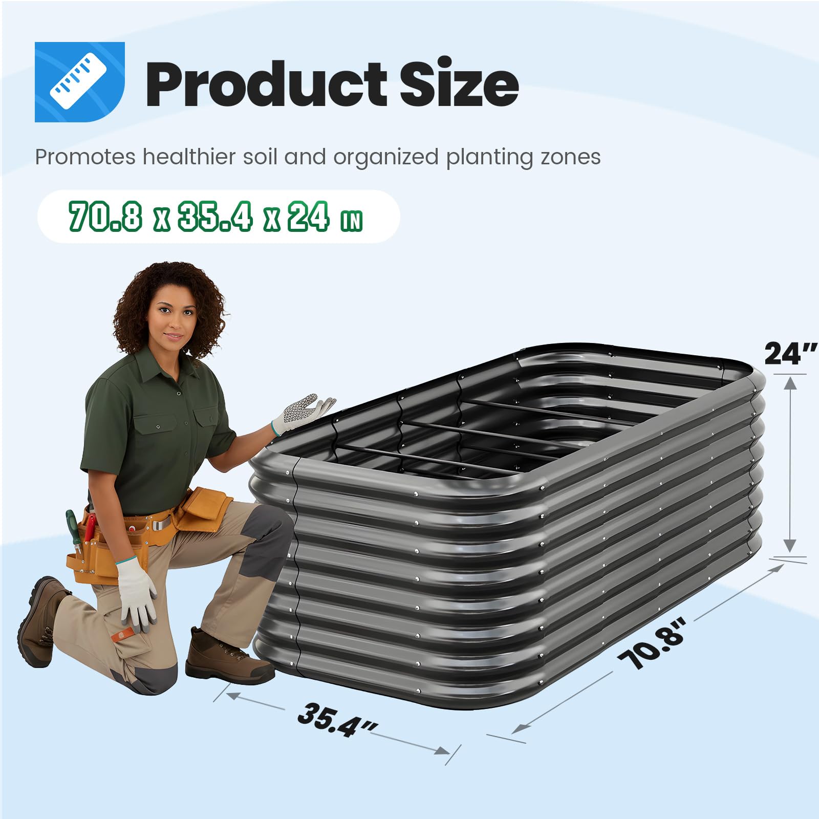 Quictent filled bed with vegetables illustrating deep-root growing advantage