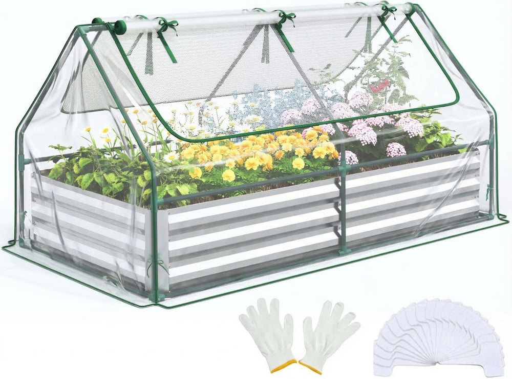 Quictent front view of assembled raised garden bed showing sturdy construction and space