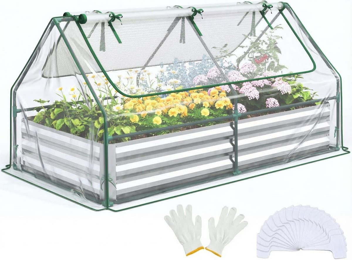 Quictent front view of assembled raised garden bed showing sturdy construction and space