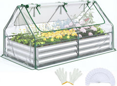 Quictent front view of assembled raised garden bed showing sturdy construction and space