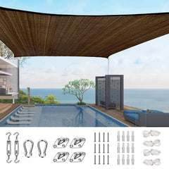 Quictent front view of sun shade sail showing coverage and protection