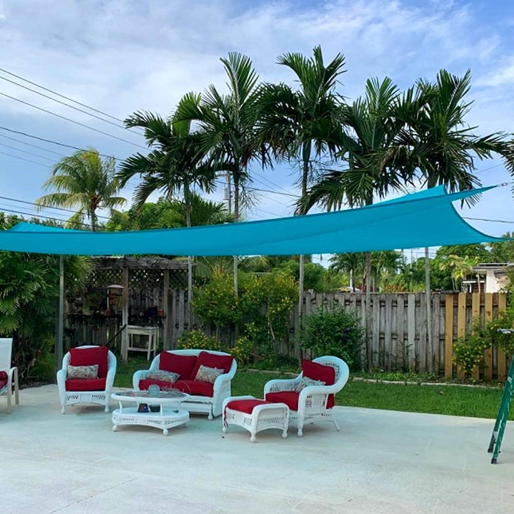 Quictent lifestyle poolside shade providing comfortable UV protection