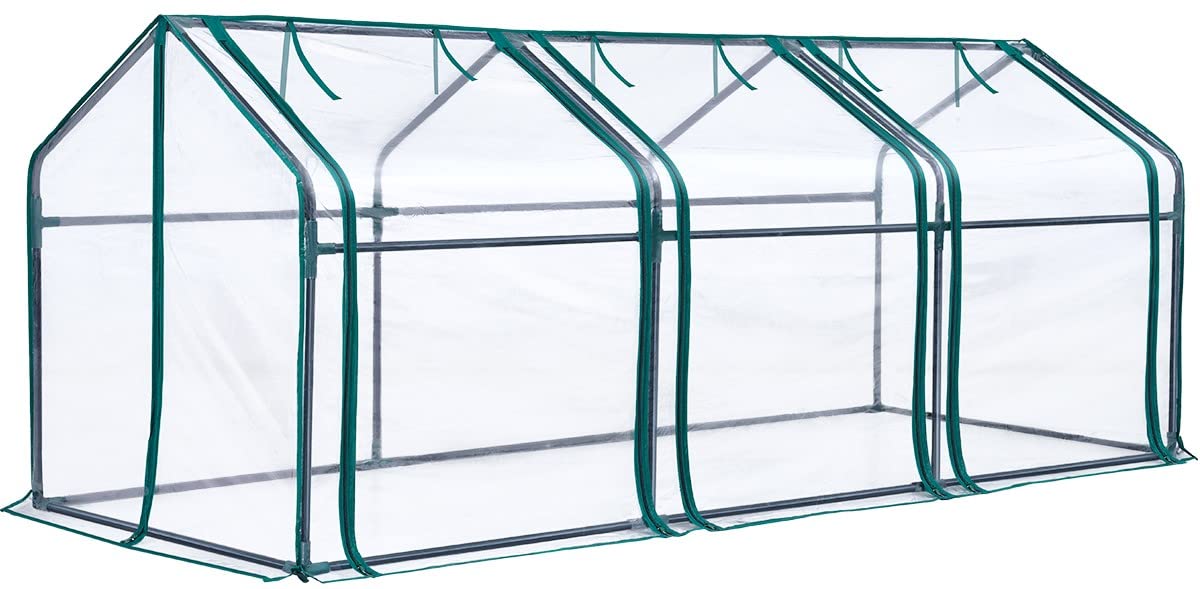 Quictent front view of miniature greenhouse showing compact protection