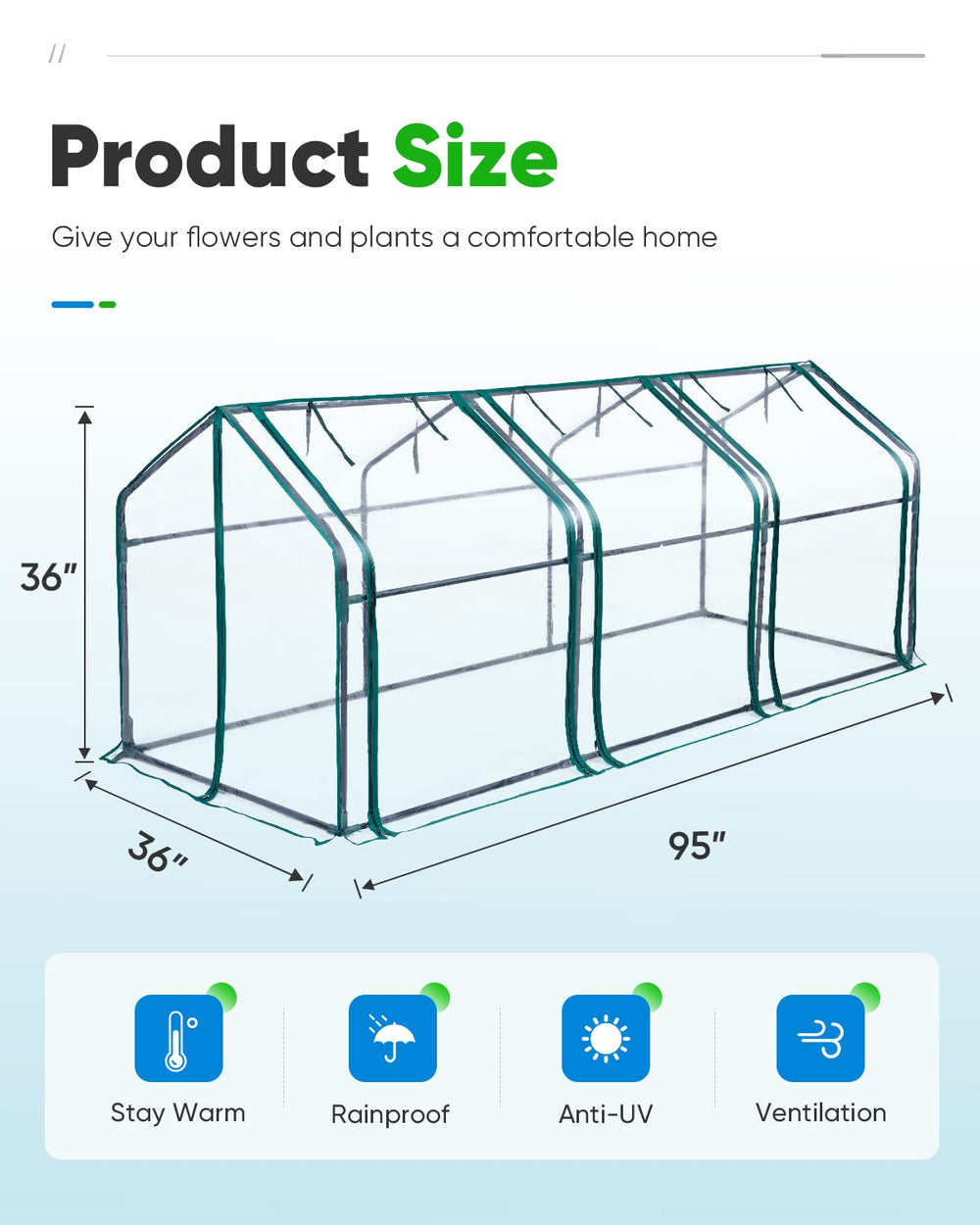 Quictent mini greenhouse staged with a small dog showing visible dry shelter