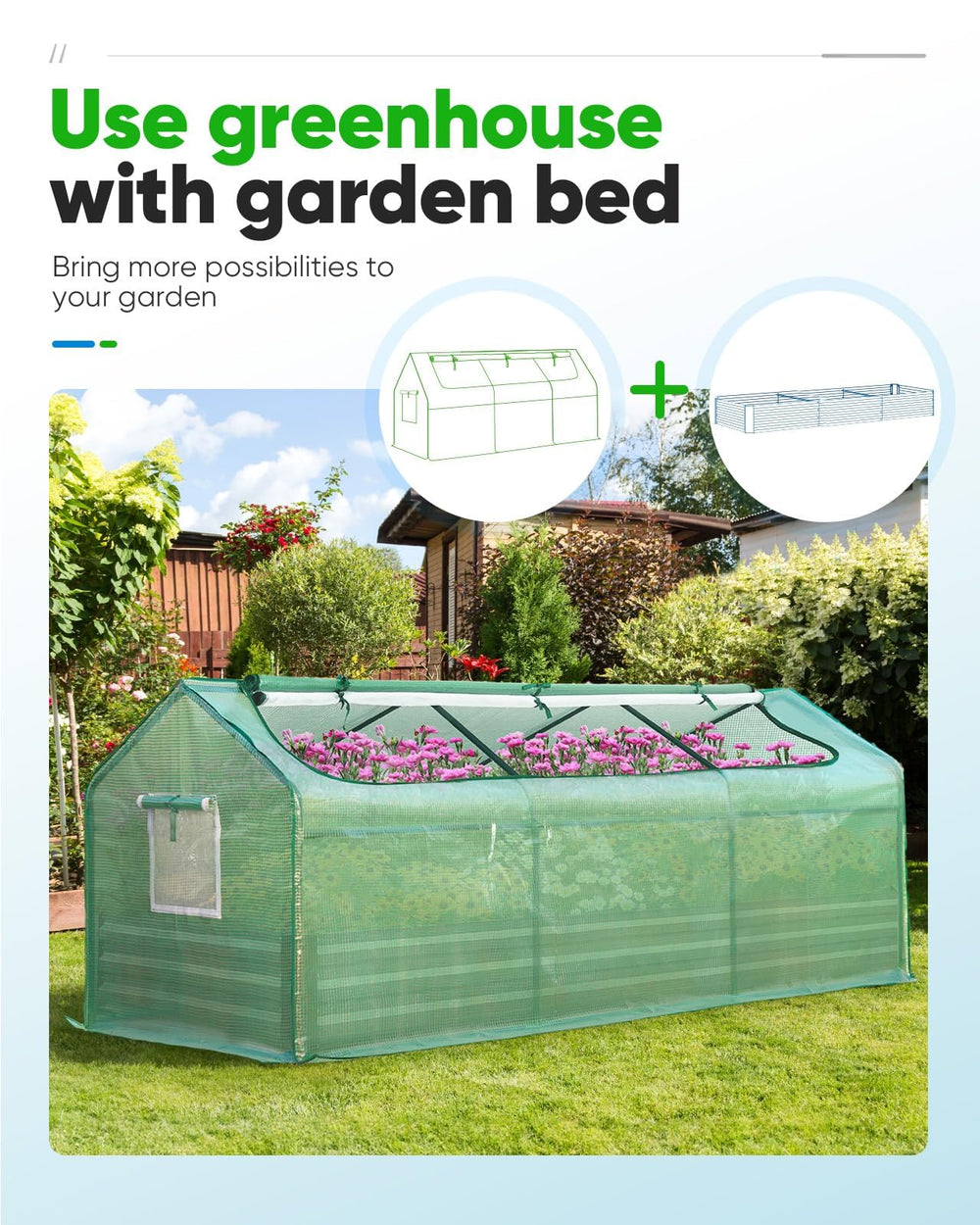 Quictent mini greenhouse housing a small Chihuahua offering dry sheltered pet space benefit