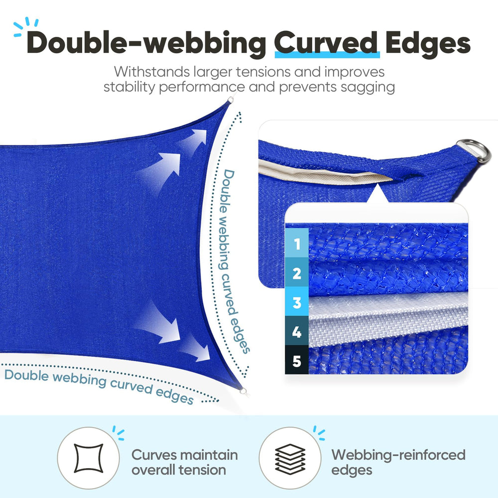 Quictent sail over person for size comparison, clear scale and coverage benefit