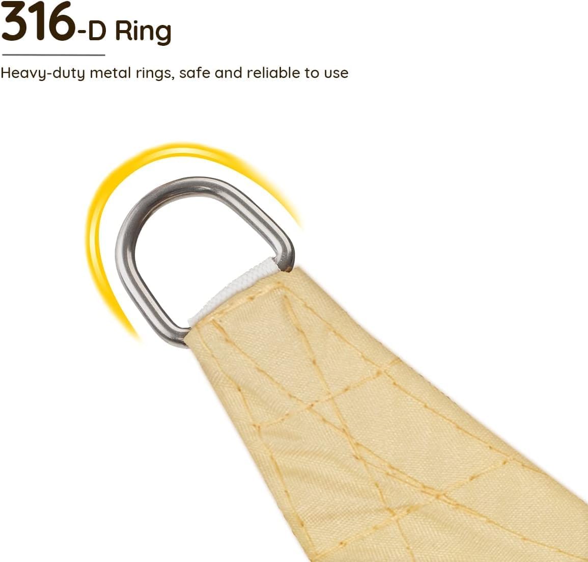 Quictent D-ring and double stitching close-up indicating long-lasting strength