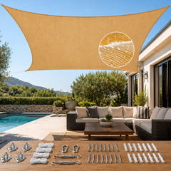 Quictent front view of sand shade sail for full coverage and cooling