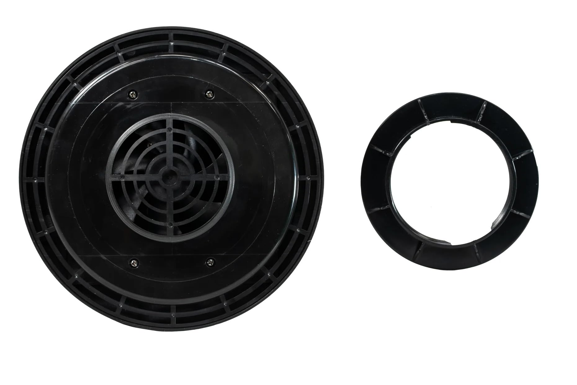 Quietcool fan beside a ruler showing compact size and easy handling