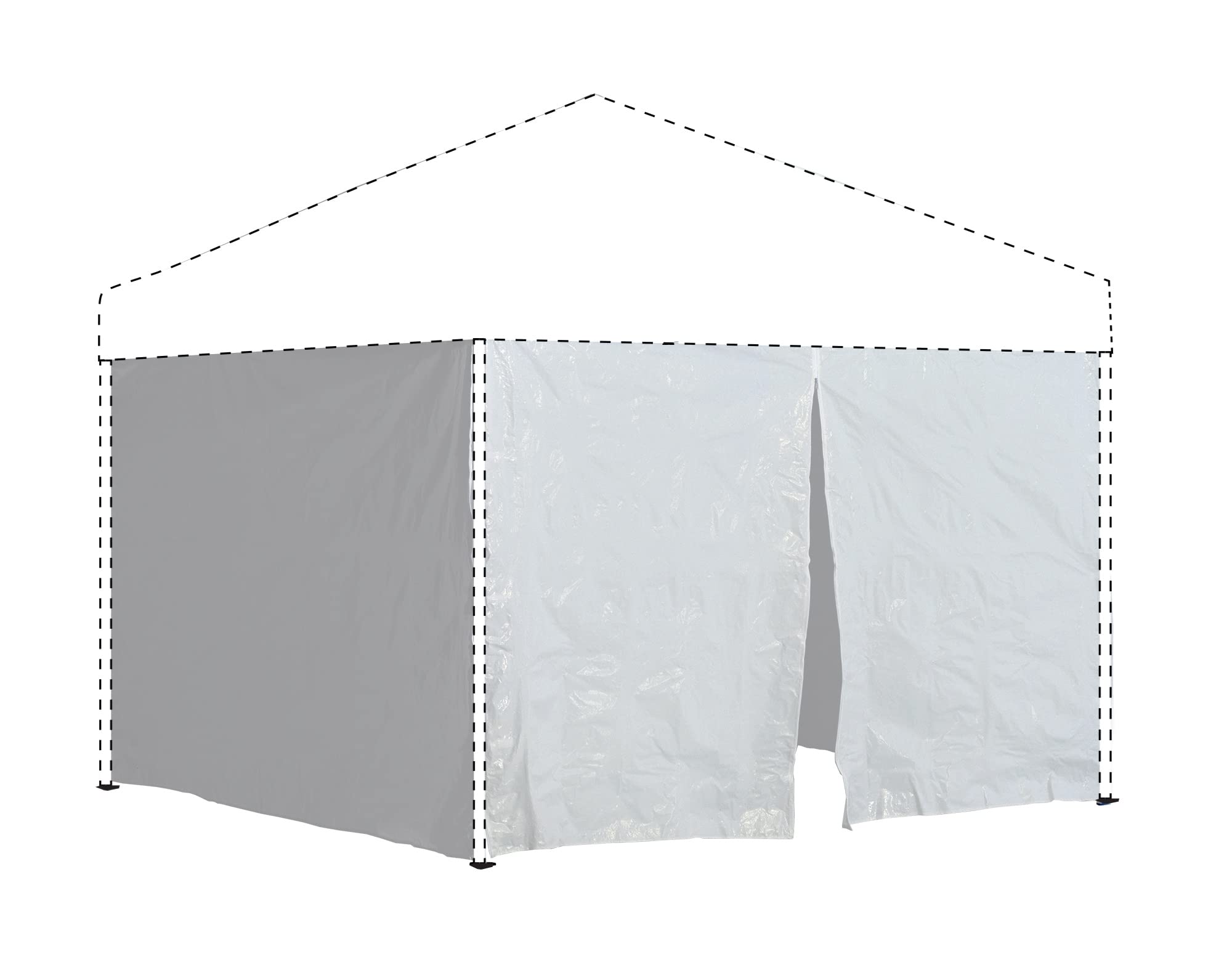 Quik Shade front view of four white panels showing full enclosure benefit