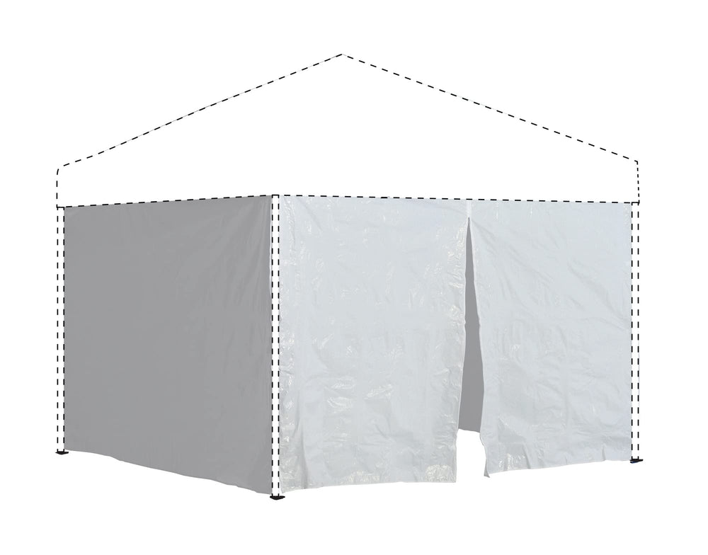 Quik Shade front view of four white panels showing full enclosure benefit