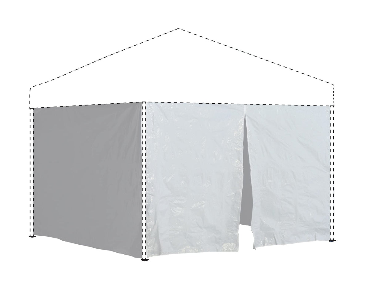 Quik Shade front view of four white panels showing full enclosure benefit