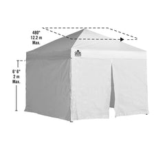 Quik Shade canopy with panels used at a market protecting merchandise